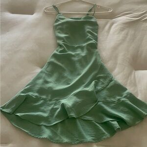 Monteau Asymmetrical Sage Green Dress
